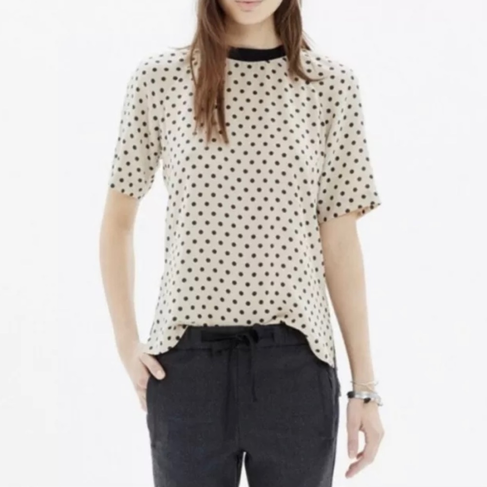 Madewell silk polka dot top size XS